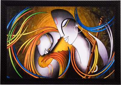 eCraftIndia Radha Krishna Face Abstract Satin Matt Textured UV Art Canvas 11 inch x 14 inch Painting(With Frame)