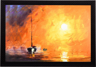 eCraftIndia Ship Sailing Satin Matt Textured UV Art Canvas 11 inch x 14 inch Painting(With Frame)