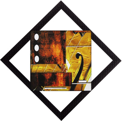 eCraftIndia Brown & Yellow Satin Matt Textured UV Art Canvas 12 inch x 12 inch Painting(With Frame)
