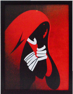 eCraftIndia Abstract Figure Design Satin Matt Texture Canvas 12.5 inch x 9.5 inch Painting(With Frame)