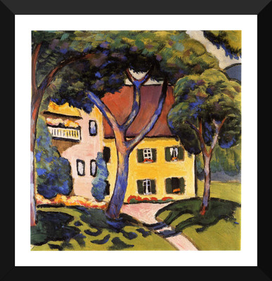 Tallenge - August Macke - Staudacher's House At The Tegernsee - Framed A3 Size Poster Paper Print(17 inch X 12 inch, Framed)