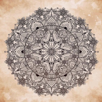 Pitaara Box Ornate Paisley Round Lace Ornament Mandala Framed Wall Art Painting Print Canvas 18 inch x 18 inch Painting(With Frame)