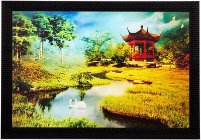 eCraftIndia Beautiful Scenery Canvas 14 Inch x 20 Inch Painting(With Frame)