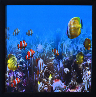 eCraftIndia 3d Sea Life View Design Satin Matt Texture Canvas 11 inch x 11 inch Painting(With Frame)