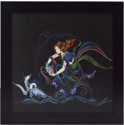 eCraftIndia Beautiful Girl Design Satin Matt Texture Canvas 11.5 inch x 11.5 inch Painting(With Frame)
