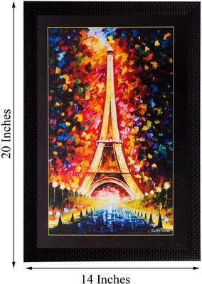 eCraftIndia Beautiful Eiffel Tower Canvas 20 inch x 14 inch Painting(With Frame)