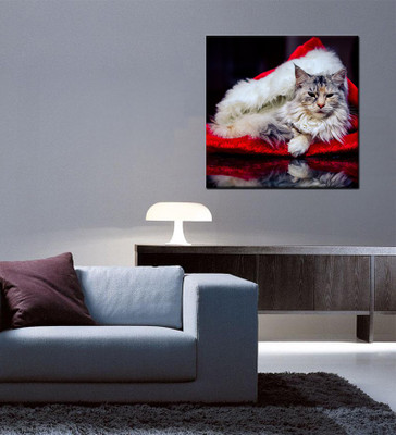 

Tallenge Christmas Collection - Cat In Hat - Gallery Wrap Canvas Art(15 inch X 15 inch, Stretched)