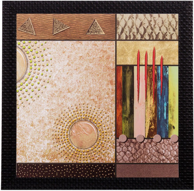 eCraftIndia Abstract Matt Textured UV Oil 14 inch x 14 inch Painting(With Frame)
