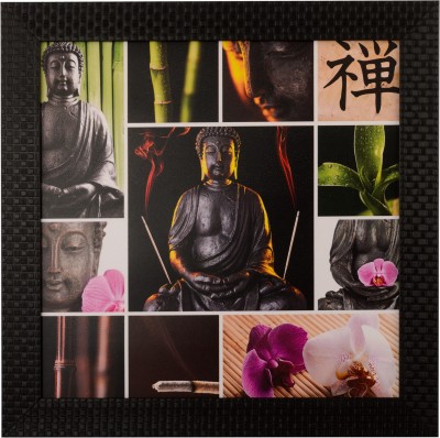 eCraftIndia Spritual Buddha Satin Matt Texture UV Canvas 12 inch x 12 inch Painting(With Frame)