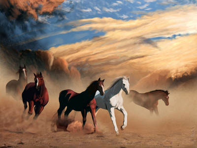 

Tallenge - Running Horses - Digital Art - Unframed Poster Paper Print(11.6 inch X 16.5 inch, Rolled)