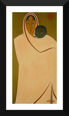 

Tallenge - Indian Art - Jamini Roy - Mother And Child - Framed A3 Size Poster Paper Print(17 inch X 12 inch, Framed)