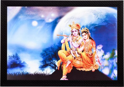 eCraftIndia Radha Krishna Satin Matt Textured UV Art Canvas 11 inch x 14 inch Painting(With Frame)
