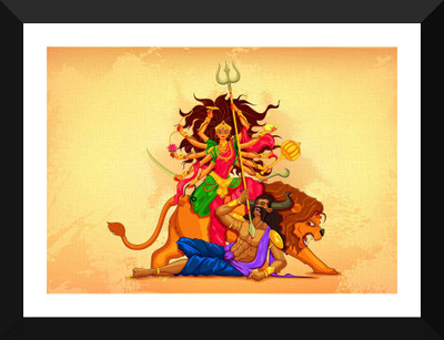 

Tallenge - Digital Indian Art - Maa Durga - Framed A3 Size Poster Paper Print(17 inch X 12 inch, Framed)