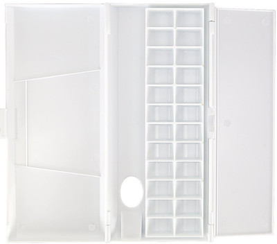 

Kebica Plastic 24 Paint Wells Palettes with Lid(Set of 1, White)
