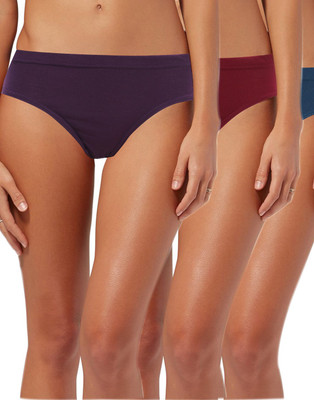 Lure Wear Son Women's Bikini Multicolor Panty(Pack of 3), Blue;maroon;purple