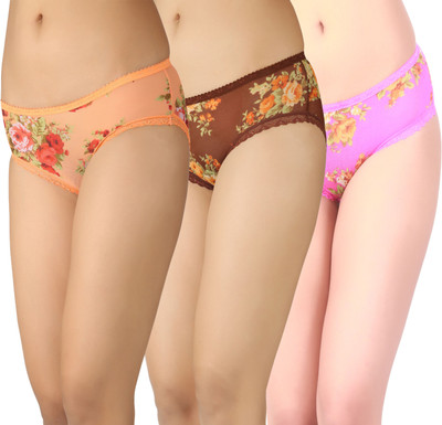 

Maxter Women's Hipster Brown, Orange, Pink Panty(Pack of 3), Brown;dark pink;orange