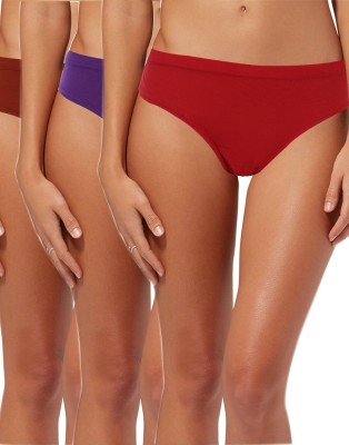 

Lure Wear Son Women's Bikini Multicolor Panty(Pack of 3), Brown;purple;red