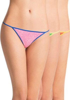 

PrettySecrets Women Thong Pink, Green, Orange Panty(Pack of 3, Green;orange;pink