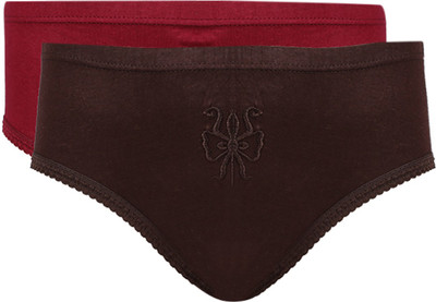 

Vaishma Embroidered-DBRMR Women's Hipster Maroon, Brown Panty(Pack of 2), Dark brown;maroon
