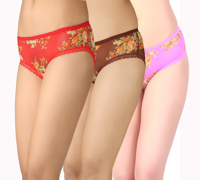

Maxter Women's Hipster Red, Brown, Pink Panty(Pack of 3), Brown;dark pink;red
