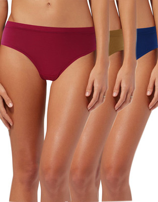

Lure Wear Son Women's Bikini Multicolor Panty(Pack of 3), Blue;brown;pink