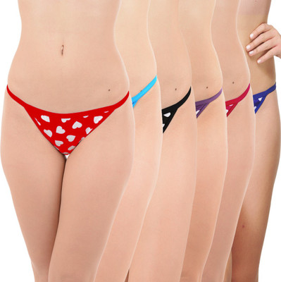 

Urbaano Women's Bikini Black, Red, Light Blue, Pink, Purple, Blue Panty(Pack of 6)
