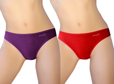 pusyy Women Bikini Purple, Red Panty(Pack of 2)