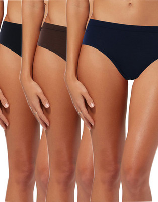

Lure Wear Son Women's Bikini Multicolor Panty(Pack of 3), Black;brown;navy