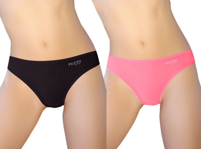 Pusyy Women Bikini Black, Pink Panty(Pack of 2)