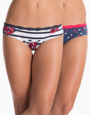 

PrettySecrets Women's Hipster Dark Blue, White Panty(Pack of 2), Navy;white
