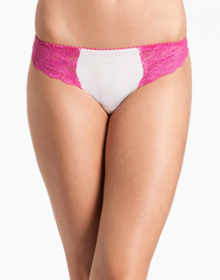 

PrettySecrets White Fuschia Lacy Women's Thong White, Pink Panty(Pack of 1), Pink;white