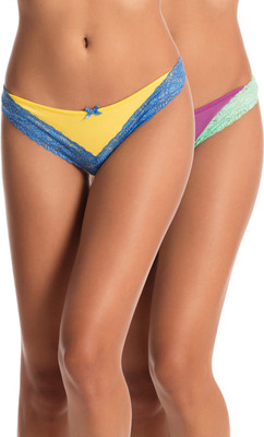

PrettySecrets Women Thong Yellow, Purple Panty(Pack of 2