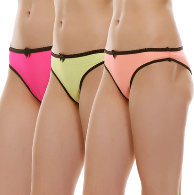 Aruba Women Hipster Orange, Pink, Green Panty(Pack of 3, Green;orange;pink