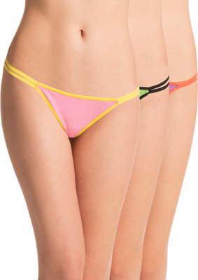 PrettySecrets Women's Thong Purple, Pink, Green Panty(Pack of 3), Green;pink;purple