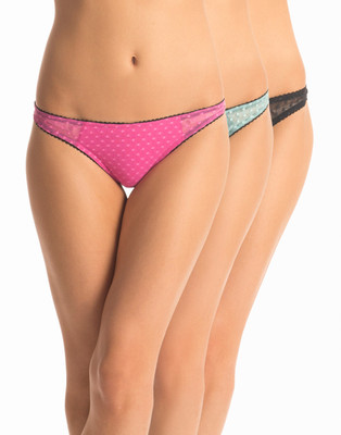 

PrettySecrets Women's Thong Multicolor Panty(Pack of 3), Black;pink;green