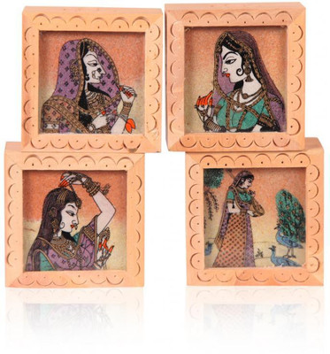 

Rajwada Arts Rajasthani Wood Paper Weights with Gold Finish(Set Of 4, Multicolor)