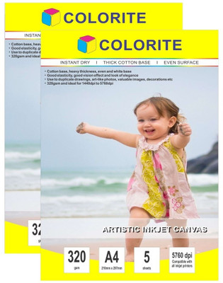 

Colorite 320gsm Canvas Photo Paper Inkjet Unruled A4 Inkjet Paper(Set of 2, White)