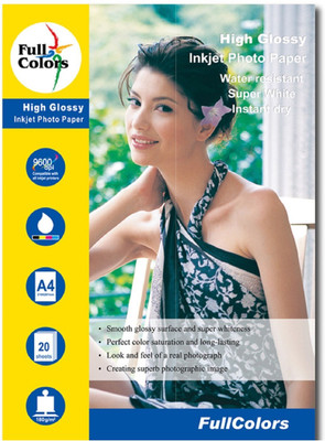 

Full Color Full Colors 180gsm A4 High Glossy Inkjet Photo Paper Inkjet Paper A4 Photo Paper(Set of 1, White)