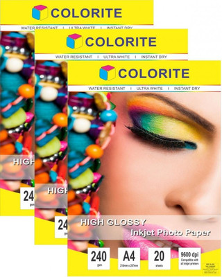 Colorite 240gsm Sheets Cast Coated Inkjet Unruled A4 Photo Paper(Set of 3, White) Flipkart