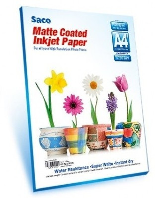 

Saco A4 - 120 GSM Matte Coated Paper - 100 Sheets Unruled A4 Photo Paper(Set of 100, White)