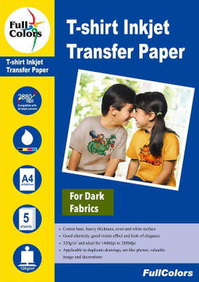 

Full Color Full Colors 120gsm T-Shirt Inkjet Transfer Paper Dark Fabrics Dark Sheet A4 Transfer Paper(Set of 1, White)