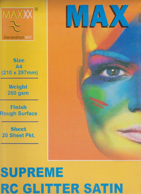 

Max A4 Supreme RC Glitter Satin 260gsm Photo Paper(Set of 1, White)
