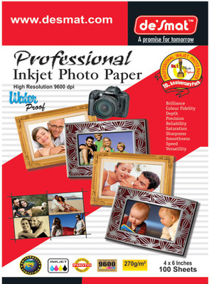 

Desmat Glossy Unruled 4R Photo Paper(Set of 1, White)