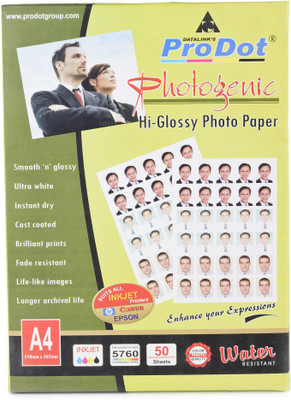

ProDot 180 GSM Unruled A4 Photo Paper(Set of 50, White)