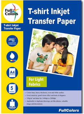 

Full Color Full Colors 120gsm T-Shirt Inkjet Transfer Paper Light Fabrics Light T-Shirt Transfer Paper A4 Transfer Paper(Set of 1, White)