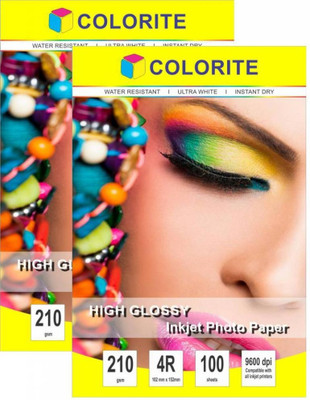 

Colorite 210gsm Cast Coated Inkjet Unruled 4R Photo Paper(Set of 2, White)
