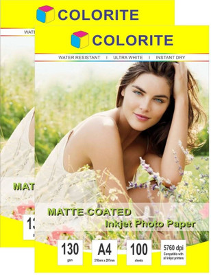

Colorite 130gsm Sheets Matte Coated Paper Inkjet Unruled A4 Printer Paper(Set of 2, White)
