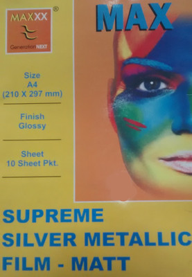 

Max A3 Supreme Silver Metallic Film Matte Photo Paper(Set of 1, Silver)