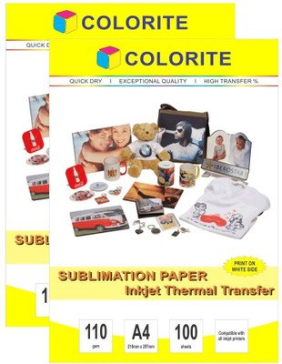 

Colorite 110gsm Sublimation Heat Transfer Unruled A4 Printer Paper(Set of 2, White)