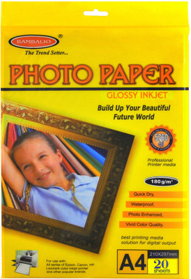 

Bambalio Glossy Photo Paper 180 GSM , 20 Sheets A4 Photo Paper(Set of 1, White)